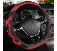 D Corte la cubierta del volante - D en forma de fondo plano microfibra cuero antideslizante transpirable ajuste 14.5 "-15" (rojo)