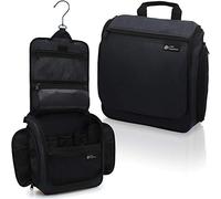 D&D - Bolsa de Aseo Colgante para Maquillaje y artículos de tocador para Hombres y Mujeres, Funda para Colgar cosméticos y Accesorios de Aseo con Gancho Giratorio de Metal Negro