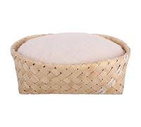 D&D Cesta Bodhi Blanco con Almohada 52x52x15 CM Madera de Abeto Bohemien-Stil