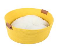 D&D Cuna para Gato Tres Amarillo Grande Con Cojín 57x57x20 CM Algodón