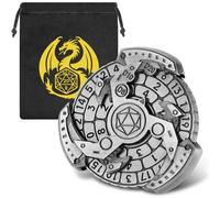 D&D Dados de Rueda Spinner con Bolsa de Regalo con Logotipo de Dragón - RPG, Juego de Rol, Accesorios de Juego de Mesa, Plata