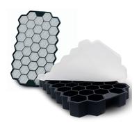 D&D Family - Moldes de hielo de silicona con tapa, juego de 2 apilables sin BPA, 74 cubitos de liberación fácil, ahorro de espacio, ideal para cócteles, whisky, bebidas y verano