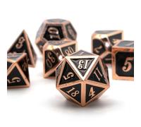 D&D Juego de dados poliédricos de metal HNCCESG para juegos de rol de mesa Dungeons and Dragons, Warhammer Pathfinder Shadowrun RPG MTG de mesa D20 D12 D10 D8 D6 D4 (cobre negro)