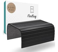 D&D Living® Bandeja para Sofá - Bandeja Flexible para Reposabrazos con Almohadilla de Corcho Antideslizante | Bandeja para Sofá de 47x34 cm, Bambú Sostenible Negro Grande