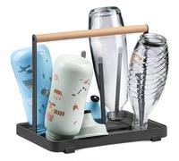 D&D Living Soporte Todo-en-Uno para Botellas de SodaStream - Escurreplatos Universal: Duo, Crystal, Easy, Botellas de Bebida y Bebé - Secador Universal (Metal, Negro)
