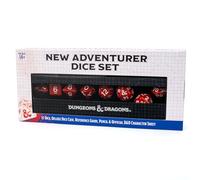 D&D New Adventure - Juego de dados (dados rojos con funda negra)