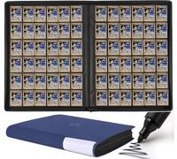 D DACCKIT Carpeta de tarjetas de 3600 bolsillos, álbum grande de 36 pocke sin anillas, carga lateral, UltraSonic-363600 Tech con cremallera para TCG (azul marino)