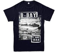 D Day 6 June 1944 War World Military Battle Adult tee Top Unisex 100% Cotton Short-Sleeve T-Shirts Black M