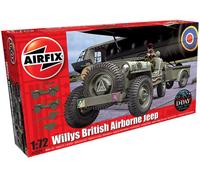 D-Day Willys Jeep British Airborne, Trailer & 6PDR Gun 1:72 Plástico Modelo Kit