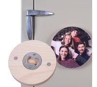 D DECOZOOM Imán abridor Personalizado con tu Foto, en Madera para Nevera, Regalo de Boda, comunión, Bautizo y Eventos, Detalles Empresa Marketing