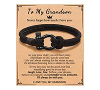 D Dongjiangjin Gift Pulsera con texto en inglés «To My Son Grandson Nephew», regalos para adolescentes y niños, Nailon, No es una piedra preciosa