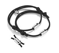 D Dongjiangjin Gift Pulsera de pareja magnética de atracción mutua a juego con la amistad pulseras ajustables amor joyas regalo para mujeres hombres, Acero inoxidable Nailon