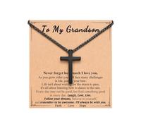 D Dongjiangjin Gift Regalos para mi hijo/nieto, colgante de cruz inspirador, regalos cristianos para niños y hombres, cumpleaños, Acero inoxidable, No es una piedra preciosa