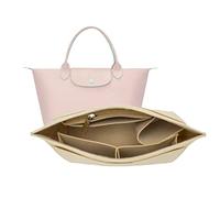 D.DUO Organizador de bolso, organizador de fieltro con múltiples bolsillos, organizador de bolsa plegable para insertar organizador de cartera para Longchamp (Pequeño, Beige)