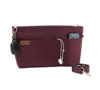 D.DUO Organizador de bolsos, bolso cruzado, organizador de bolsos con correa ajustable, insertos de nailon impermeables para bolsos (rojo vino, M)