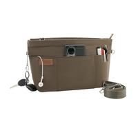 D.DUO Organizador de bolsos, bolso cruzado, organizador de bolsos con correa ajustable, insertos de nailon impermeables para bolsos (Marrón, XL)