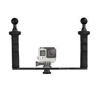 D&F Agarre de Mano Dual de Aleación de Aluminio Handheld Estabilizador de Mano Grip vídeo para GoPro Hero 7/6/5/4/3/3 SJCAM SJ4000/5000/6000 Xiaomi Yi 24K & Cámara Videocámara LED Luz y Dome