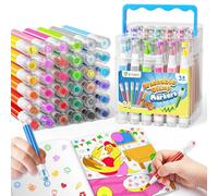 D-FantiX 36 colores de marcadores lavables para niños, sello de marcadores para colorear Set con libros para colorear y caja portátil de pie, de vuelta a la escuela Suministros para las niñas Niños
