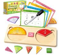 D-FantiX Manipulativos de fracciones de madera, juego de azulejos de fracción de madera y círculos de fracción, kit de aprendizaje de fracciones Montessori para niños, manipuladores de matemáticas