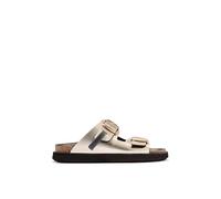 D.Franklin Sandalias de Mujer Cierre Hebilla en Platino Metalizado Vibe - Sandalias deportivas planas cómodas para verano - Talla (36) - Modelo Buckle