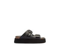 D.Franklin Sandalias de Mujer Plataforma Cierre Hebilla en Negro Vibe - Sandalias deportivas planas cómodas para verano - Talla (39) - Modelo Buckle
