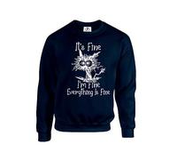 D&H CLOTHING UK Sudadera con texto en inglés "It's Fine I'm Fine Everything is Fine", azul marino, M