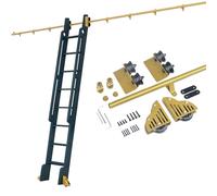 d Kit de herrajes para rieles de Escalera de Biblioteca - Juego de rieles metálicos rodantes para Sala de Estar, Cocina, vinoteca - Escalera no incluida - Slish & Home Climbing Solut
