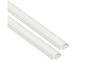 D-Line Canaleta para Cables 20x10mm Pack 2m, Perfil Semicircular, Cubrecables Autoadhesivo Pintable para Gestión de Cables - 2X 1m - Blanco