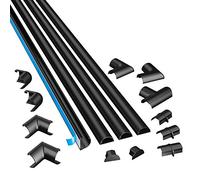 D-Line Mini 3015KIT002, Canaletas adhesivas de PVC para cables, Multipack de 4 piezas (30x15 mm) de 1 metro de longitud en color negro, Solución para organizar, proteger y cubrir cables