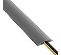 D-Line CC-2 Canaleta pasacables para suelo, Protector de cables, Cubre cables suelo - Cavidad para cables = 17mm (anch.) x 9mm (alt.) - 1,8-metro longitud - Gris