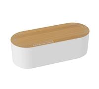 D-Line EU/CTULGEO/SW Caja Organizadora de Cables, fabricada en ABS resistente a la electricidad, Caja para guardar, ocultar y organizar cables de manera eficiente - Grande, Blanco con Tapa de Madera