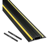 D-Line FC83B/9M, Canaleta de suelo para cables, Pasacables para suelo, Oculta cables y previene accidentes - Cavidad para cables = 30mm (anch.) x 10mm (alt.) - 9-metro longitud - Negro y Amarillo