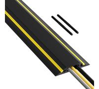 D-Line FC83B, Canaleta de suelo para cables, Pasacables, Oculta y previene accidentes - Cavidad = 30mm (anch.) x 10mm (alt.) - 1,8-metro longitud - Negro y Amarillo