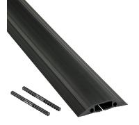 D-Line FC83B, Canaleta de suelo para cables, Pasacables para suelo, Oculta cables y previene accidentes - Cavidad para cables = 30mm (anch.) x 10mm (alt.) - 1,8-metro longitud - Negro