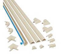 D-Line Micro+ 2010KIT003, Canaletas adhesivas de PVC para cables, Multipack de 4 piezas (20x10 mm) de 1 metro de longitud en color magnolia, Solución para organizar, proteger y cubrir cables