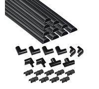 D-Line Mini 3015B-400, Canaletas adhesivas para cables, Solución para organizar, proteger y cubrir cables - 10x 30mm (anch.) x 15mm (alt.) x 40 cm longitudes (4-metro) - Negro