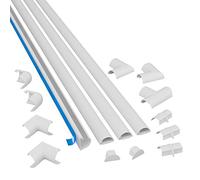 D-Line Mini 3015KIT001, Canaletas adhesivas de PVC para cables, Multipack de 4 piezas (30x15 mm) de 1 metro de longitud en color blanco, Solución para organizar, proteger y cubrir cables