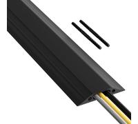 D-Line FC83B/9M, Canaleta de suelo para cables, Pasacables para suelo, Oculta cables y previene accidentes - Cavidad para cables = 30mm (anch.) x 10mm (alt.) - 9-metro longitud - Negro