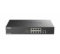 D-Link DGS-1010MP Switch de Red, sin gestión, 10 Puertos Gigabit, con Power Over Ethernet PoE+, 30W por Puerto, Total 125W PoE Budget, Uplink SFP para Fibra óptica, sin Ventiladores