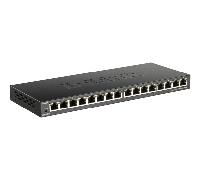 D-Link DGS-1016S - Switch Gigabit 16 Puertos, sin gestión, 1000 megas por Puerto, Plug&Play, Perfil bajo, Carcasa metálica, sobremesa/pared, sin Ventiladores, 802.1p QoS, 802.3az EEE