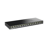 D-Link DGS-1016S - Switch Gigabit 16 Puertos, sin gestión, 1000 megas por Puerto, Plug&Play, Perfil bajo, Carcasa metálica, sobremesa/pared, sin Ventiladores, 802.1p QoS, 802.3az EEE