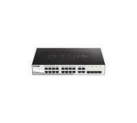 D-Link DGS-1210-16/E - Switch 16 Puertos Gigabit y 4 Puertos SFP Combo 100/1000 MBps, Altura 1U, VLAN automática para Video vigilancia y telefonía IP - Solo Cable de alimentación de la UE, Negro/Gris