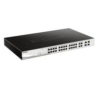 D-Link DGS-1210-24P - Switch PoE 24 Puertos Gigabit y 4 Puertos SFP Combo (24 x PoE máx. 30 W por Puerto hasta un Total 193 W máx.), Altura 1U, VLAN automática para Video vigilancia y telefonía IP
