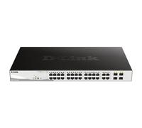 D-Link DGS-1210-28MP - Switch PoE 24 Puertos Gigabit y 4 Puertos SFP Combo (24 x PoE máx. 30W por Puerto hasta un Total 370W máx.), Altura 1U, VLAN automática para Video vigilancia y telefonía IP