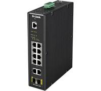 D-Link DIS-200G-12PS - Switch Industrial de 12 Puertos (10 Gigabit, 8 de Ellos PoE 240W, y 2 SFP, Apto para Condiciones extremas -40°C a 65°C, ERPS, VLAN, QoS, IGMP, agregación de Enlaces) Negro