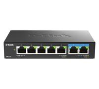 D-Link DMS-107/E, Switch Multigigabit, sin gestión, sobremesa, dos puertos 2.5 Gigabit (2.500 Mbps) y 5 puertos Gigabit, ideal para enlace a NAS o servidores, metálico, Plug and Play