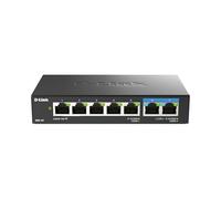 D-Link DMS-107/E, Switch Multigigabit, sin gestión, sobremesa, dos puertos 2.5 Gigabit (2.500 Mbps) y 5 puertos Gigabit, ideal para enlace a NAS o servidores, metálico, Plug and Play