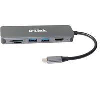 Concentrador USB D-Link DUB-2327 con HDMI, lector de tarjetas y función de carga 1x USB-C con PD, 2x USB-A 3.0, 1x HDMI 1.4, 1x ranura microSD, 1x ranura para tarjetas SD