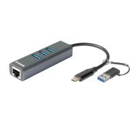 Adaptador Gigabit D-Link USB-C/USB > 3 x USB 3.0 (SS) + 1 x RJ45 Ethernet Gigabit