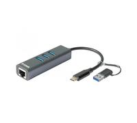 Hub d - link usb tipo c + adaptador usb 3.0 4 en 1